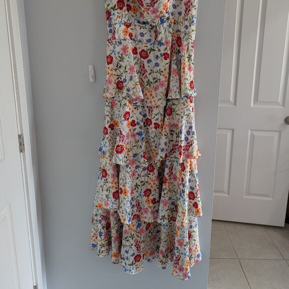 Skies Are Blue Floral Print Sweethart Neck Tiered Maxi Dress - Picture 2 of 8